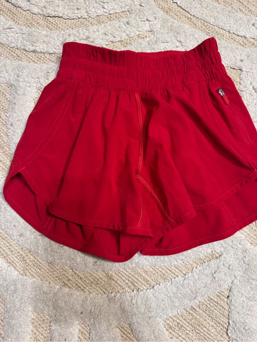 lululemon athletica Bright Red Run Short with Elastic Waist